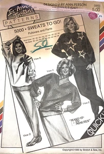 "Sweats to Go!" 1987 Stretch & Sew Sewing Pattern 5000 Shirt & Pants Uncut & FF - Picture 1 of 8