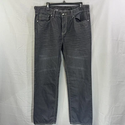 Pantalones de mezclilla Do para hombre 36x33 negros pierna recta puntada envejecida motociclista DG Moto Foto 1 de 4