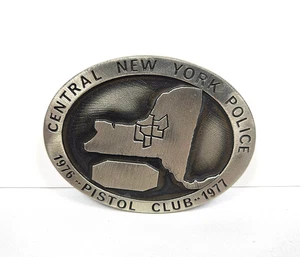 1977 Central New York Police Pistol Club Gürtelschnalle von Puritan Pewter Sid Bell - Bild 1 von 5