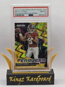 2023 Panini Prizm Draft Picks Football Bryce Young Fearless Gold Ice PSA 10 RC - Bild 1 von 2