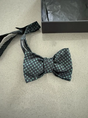 Pajarita de hombre Dsquared² Papillon Jacquard seda azul-menta verde sobre negro Italia Foto 1 de 4