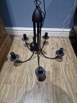 Ikea Molnig Black Metal  5 Light Chandelier Ceiling Fitting - Image 1 of 4