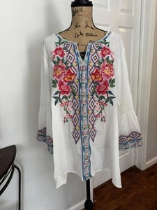 savanna jane 3x Embroidery 100%rayon Bell Sleeves Boho - Picture 1 of 8