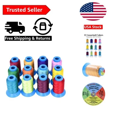 Heavy Duty Bonded Nylon Thread - 12 Assorted Colors, 3600 YDs for All Projects - Image 1 of 4