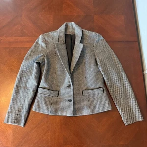 Giacca blazer donna vintage Allen Bernard LTD lana pied de poule nero bianco lana - Foto 1 di 9
