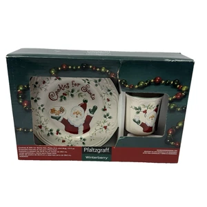 PFALTZGRAFF Galletas Winterberry para Papá Noel Set Plato de Navidad Taza 9 pulgadas 12 oz - Imagen 1 de 13