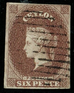 Ceylon 1857 SG6a 6d Brown 4m Expertised Ex Lionheart Superb Cat. £550.00 - Picture 1 of 1