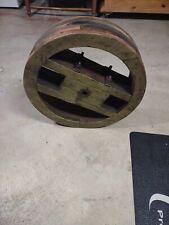 BIG Wooden Flat Belt Wheel Pulley Iola Mill Wisconsin 20"x5" Primitive Antique 