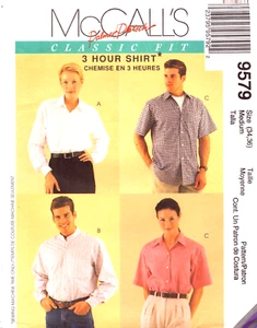 "Camisa unisex McCall's 9579 ~ con cierre con botón frontal de yugo - Med/pecho 34-36" - Imagen 1 de 5
