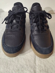 Mens Adidas Size 12 Encore CourtBlock Sneakers Black With Blue Suede Detail - Picture 1 of 10