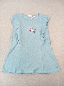 Matilda Jane 435 Teal Short Cap Sleeve Ruffle Size 10 Girls Shirt NWT