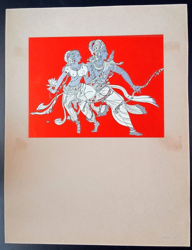 India impresión vintage MADAN - RATI por KANU DESAI - Serie Geet Govind Foto 1 de 1