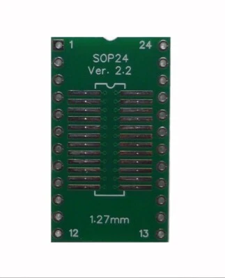 SO24 SOP24 SOIC24 To DIP24 Adapter PCB Only - P 1.27 - DIL 0.6" - 200/300mil - Image 1 of 2