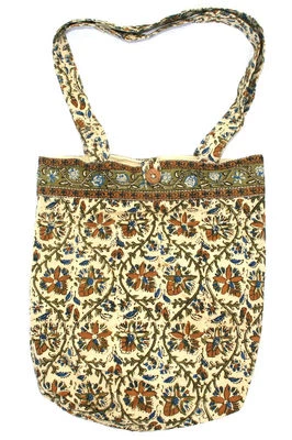 Bolso de Mano Hecho a Mano Algodón Kalamkari Estampado en Bloque Universidad Compras Trabajo 15x15 Foto 1 de 4