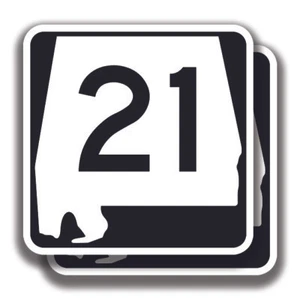 ALABAMA ROUTE 21 AUFKLEBER Autobahn 2 Aufkleber Staatsstraßenschild Bogo Stoßstange Fenster - Bild 1 von 1