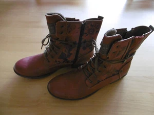 rote Damen Leder Stiefeletten Gr. 41 von Mustang neuwertig #VK - Bild 1 von 7