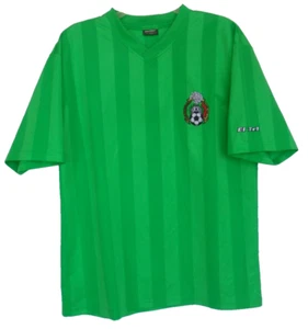 Camiseta de fútbol vintage de la Selección Nacional de México Pro Edge para hombre talla grande a rayas verdes - Imagen 1 de 6