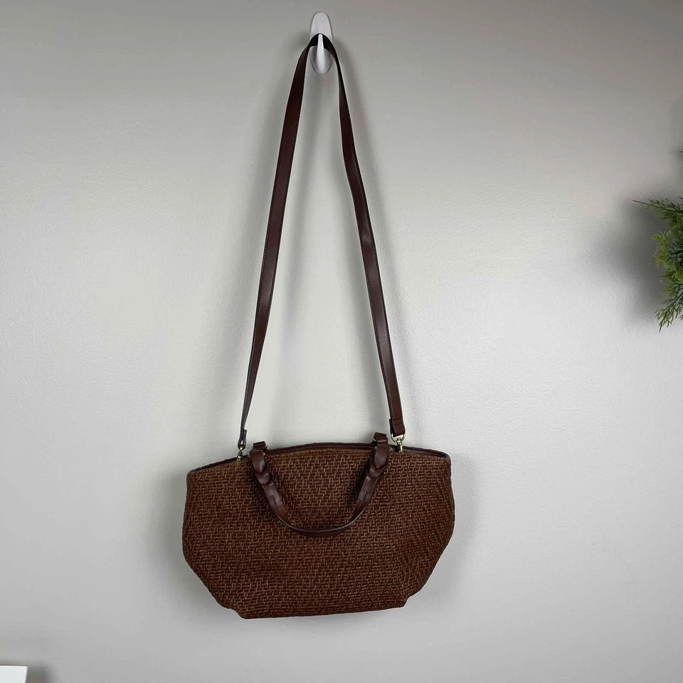 Bolso Bandolera Tejido Marrón De Colección Fossil Para Mujer Dos Asas Talla OS Foto 1 de 4
