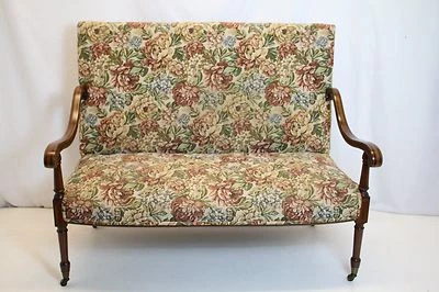 Outstanding French Louis XV Inlaid Loveseat Sofa w/High Back on Wheels, 19th - Image 1 of 4