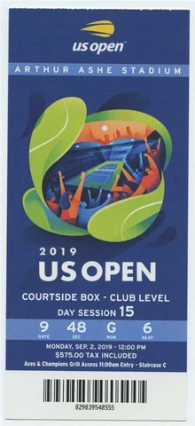 9/2 2019 US Open Tennis Courtside FULL TICKET Serena Williams Bianca Andreescu Cover
