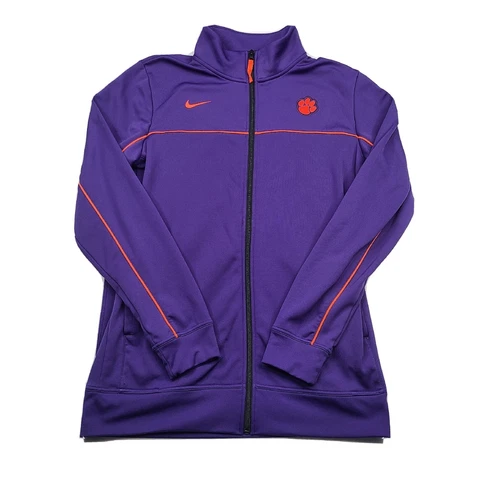 NIKE Clemson Tigers Men's Medium Dri-Fit Full Zip Track Jacket Purple~Orange Cover