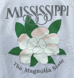 1989 SCREEN STARS BEST MISSISSIPPI THE MAGNOLIA STATE XL WHITE 50/50 T-SHIRT - Picture 1 of 9