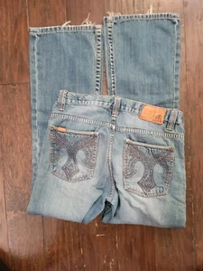 Y2K Vintage Marc Ecko Men's Jeans Size 33 Authentic Hand Finishing Embroidered - Picture 1 of 6