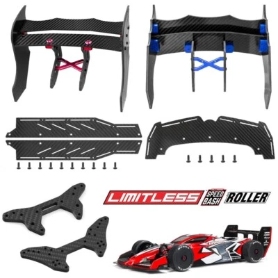 Carbon Fiber Tail Wing Side Skirt Front Splitter Kit For ARRMA 1/7 LIMITLESS V2 - Image 1 of 4