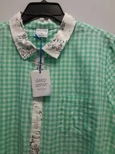 Sleep Sense Sleep & Lounge Green Gingham Pajama Shirt, Size Medium - Picture 1 of 3