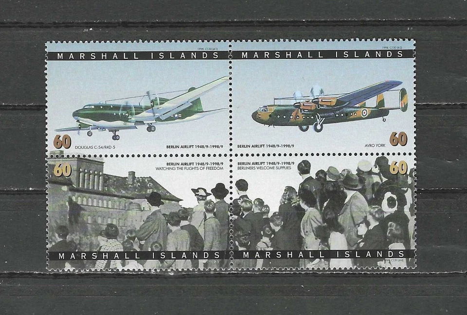 MARSHALL ISLANDS , USA ,1998, BERLIN AIRLIFT , BLOCK OF 4 STAMPS , MNH , CV$4.75 - Image 1 of 1