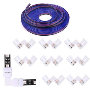 8pcs 4Pin RGB LED Strip Connector L-10MM 16.4FT/5M LED Strip Extension Cable ... - Picture 1 of 5
