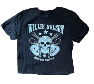 Willie Nelson Born For Trouble Mens T-Shirt Black Sz 2XL 2018 Country Music 112 - Picture 1 of 3