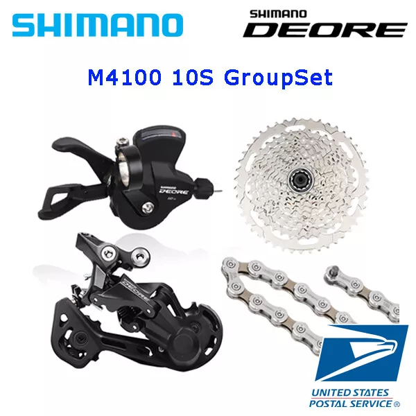 Shimano DEORE M4100 10S Groupset Rear Derailleur Chain Cassette Right Shifter  - Image 1 of 1