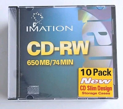 IMATION CD-RW 650MB 4x 74 Minutes Lot of 10 Discs New Sealed  - Image 1 of 4