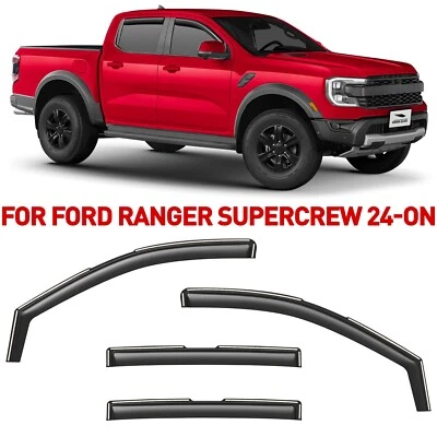 Protectores de lluvia viseras de ventilación pantalla para Ford Ranger SuperCrew 2024-2025 Foto 1 de 4