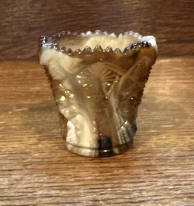 Vintage Imperial Caramel & White Slag Glass Toothpick Holder USA - NICE - Picture 1 of 11