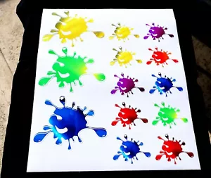 Decalcomanie Grafiche Splatter Pittura Caramella - Dimensioni Grandi! - Foto 1 di 3