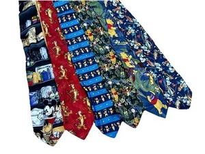 Lot Of 6 Disney Silk Ties Mickey Pooh Tigger 90’s Vintage Tie Rack - Picture 1 of 10