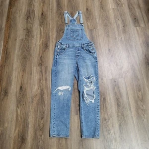 Mono American Eagle Tomgirl azul denim desgastado babero recto talla pequeña - Imagen 1 de 10