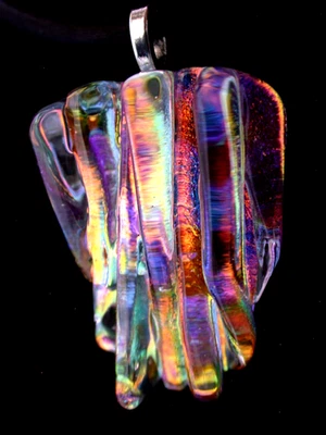Colgante de vidrio fundido dicroico roto / pieza focal / hecho a mano - TL Gallego  Foto 1 de 4
