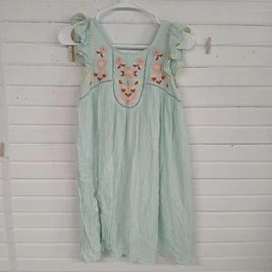 Louise Misha Girls 14 Embroidered Organic Cotton Shift Dress Aqua *** - Picture 1 of 9
