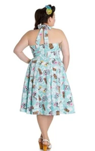 HELL BUNNY Suki Goth Hibiscus Print Size 3 XL AUSSIE 22 / 24 Dress Fit And Flare - Picture 1 of 8