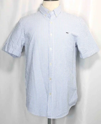 Vineyard Vines Blue Seersucker Crinlle S/S Button Down Shirt Mens Size Medium - Image 1 of 4