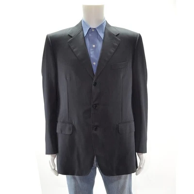 Hombres Canali Gris Lana Seda Tres Botones Chaqueta 52 R/US 42 R Blazer Hecho en Italia Foto 1 de 4