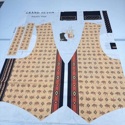 cranston fabric panel cotton grand teton adult vest safari animal themed - Image 1 of 4