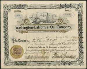 USA: Washington-California Oil Co., $1 shares, 1901 - Picture 1 of 1