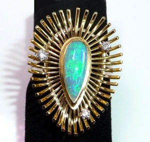Ring 750 Gold 1.00 ct Opal 3 Diamanten Gr: 54 (17,2 mm Ø) 8,0g Handarbeit - Picture 1 of 14