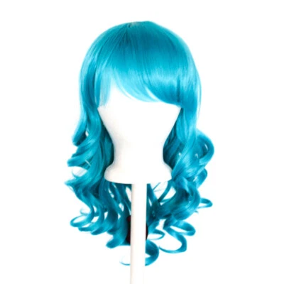 20'' Layered Loose Curly Cut w/ Long Bangs Peacock Blue Cosplay Wig NEW - Image 1 of 3