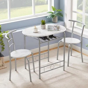 Piece Dining Table Set for Kitchen Breakfast Nook, Wood Grain Oval Tabletop - Picture 1 of 9