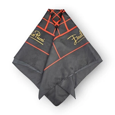 Emilio Pucci Neck Scarf Rotta Loria Geometric Black Red Gold Vintage 26" Square  - Image 1 of 4